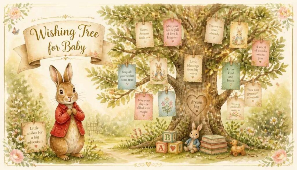 Peter Rabbit Baby Shower Guest Book Wishing Tree Ideas