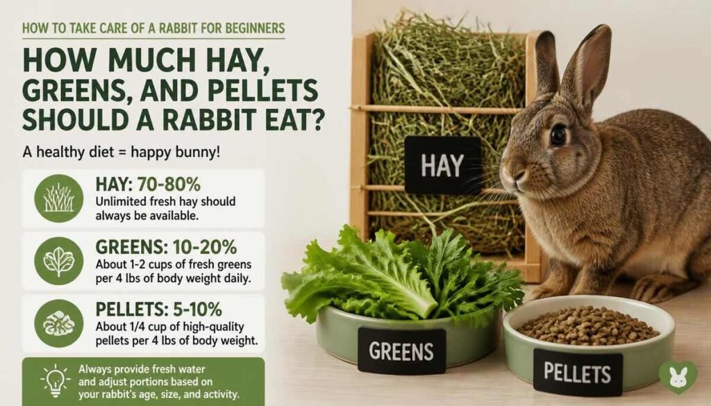 How Much Hay, Greens, and Pellets Should a Rabbit Eat?
