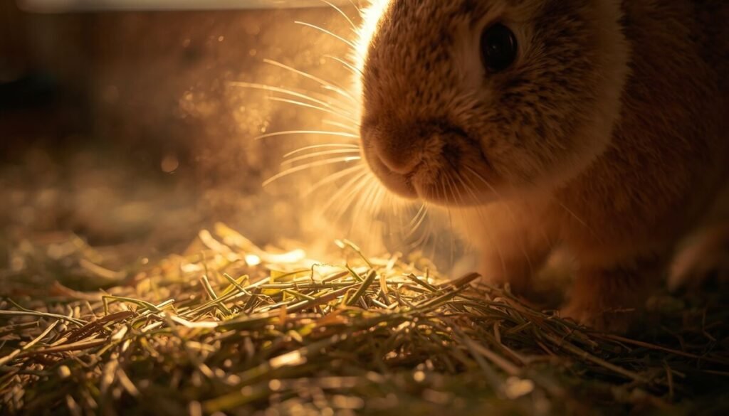 dusty hay as a common harmless cause of rabbit sneezing