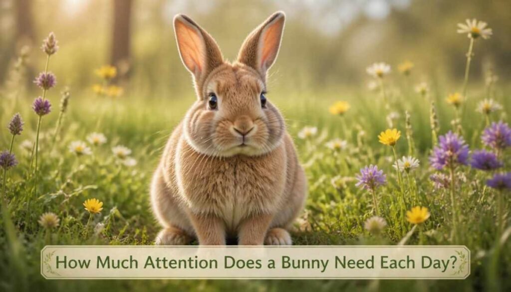 Pet rabbit sitting calmly near owner during daily bonding time