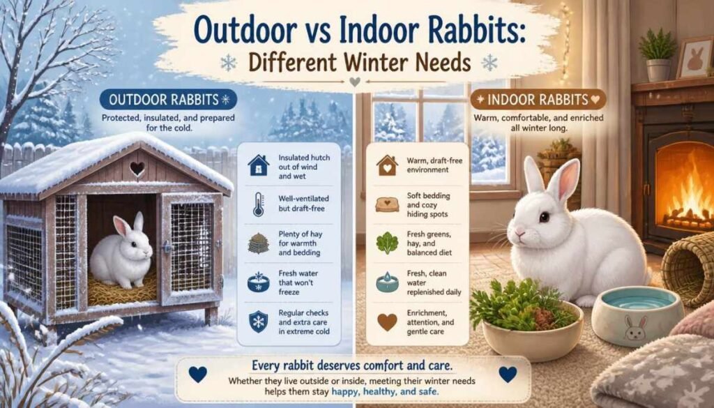 Outdoor vs Indoor Rabbits: Different Winter Needs