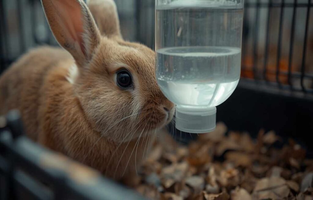 Rabbit water bottle with low water level